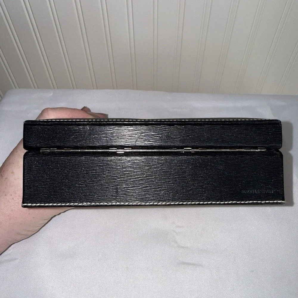 Vintage Coach Hinged Black Textured Epi Leather Hard Case Jewelry Box Made Spain
